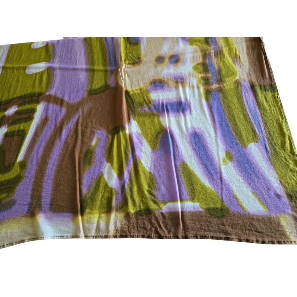 VINTAGE CELINE Made in Italy Silk Watercolor Scarf‎ Chartreuse Purple 30" Square